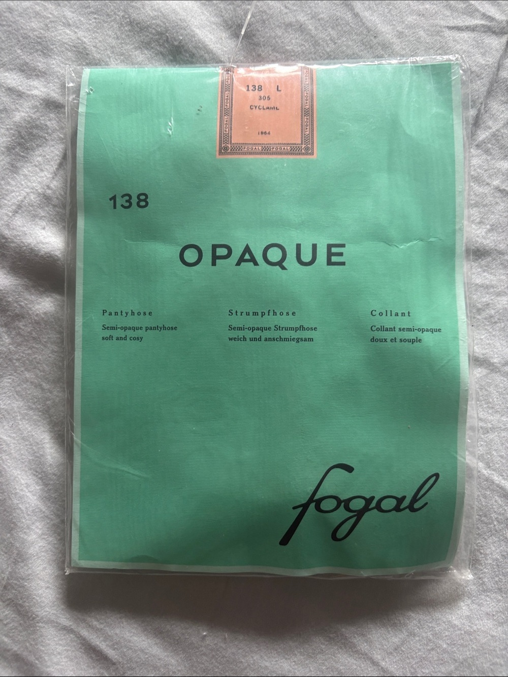 NIP Fogal Switzerland 138 Semi-Opaque Tights Large Cyclame Hot Pink 30 Den